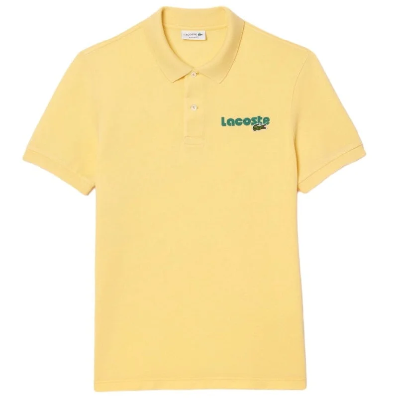 Men's Shirts for Beach OutingsLacoste Washed Effect Cotton Pique Polo (Cornsilk Yellow) PH7426-51 Men's Shirts for Beach OutingsLacoste Washed Effect Cotton Pique Polo (Cornsilk Yellow) PH7426-51