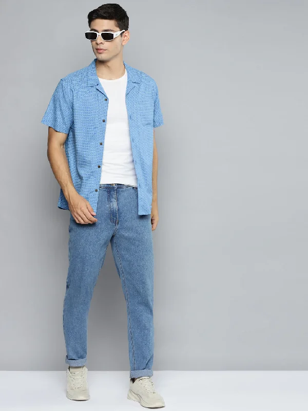 Men's Unique Dress Shirts for a Statement LookDENNISON Men Blue Smart Slim Fit Printed Casual Shirt