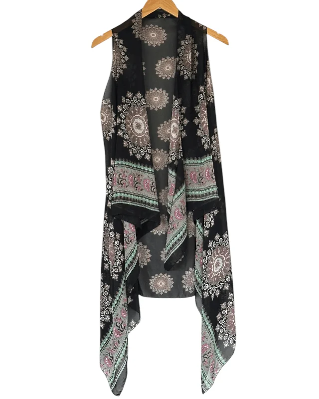 Dark Winter Medallion Print Semi-Sheer Topper