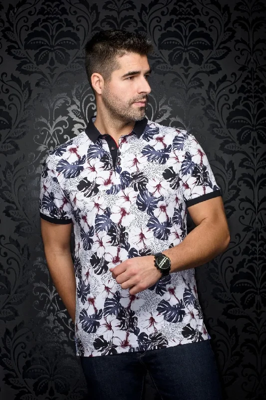 Men's Shirts with Raw-Edge HemlinesAU NOIR | Polo | Campari White Denim