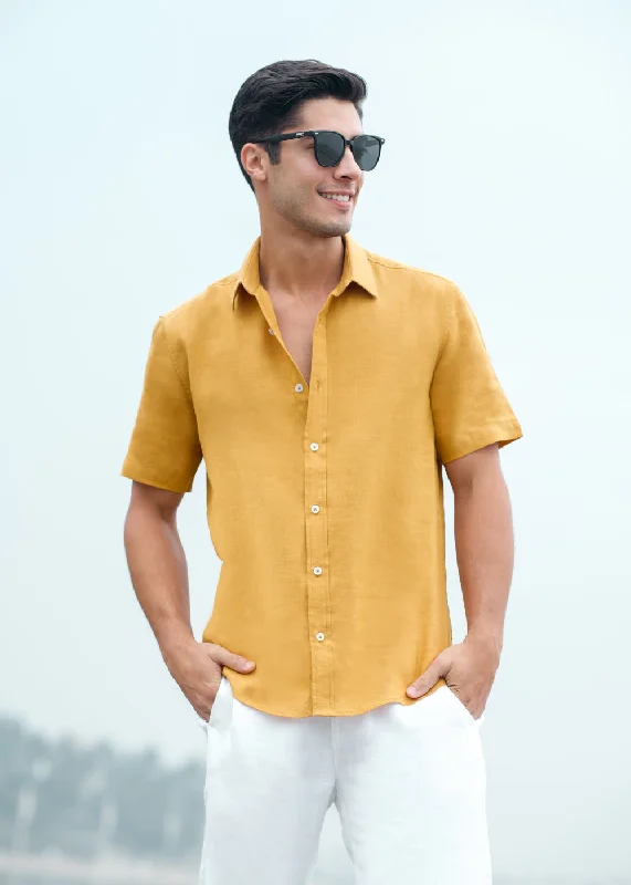 Men's Limited Edition Shirts for ExclusivityBatiste Gold Orange Linen shirt