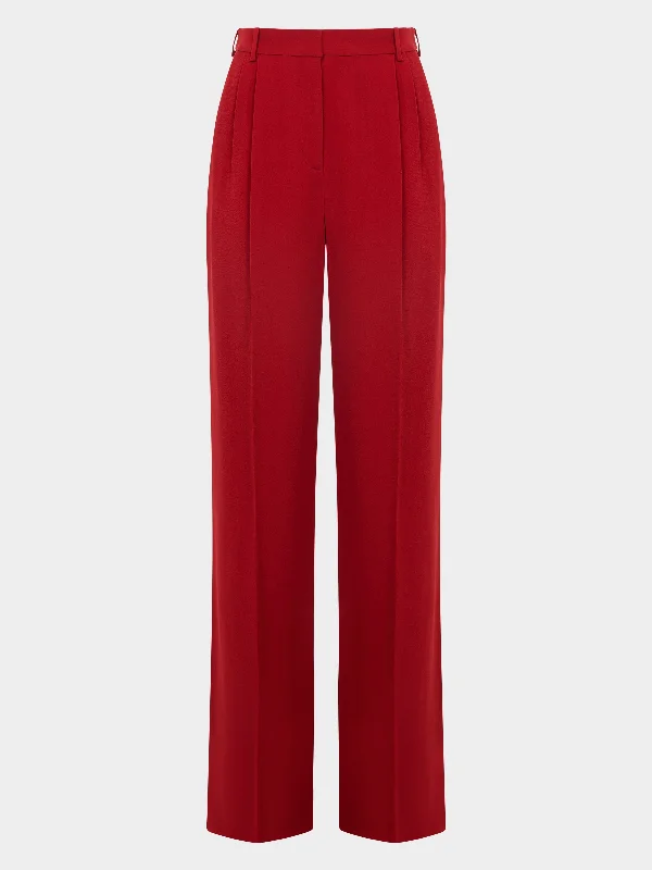 Men's Patterned Pants with StripesWide Tailored Trousers in Rouge Red