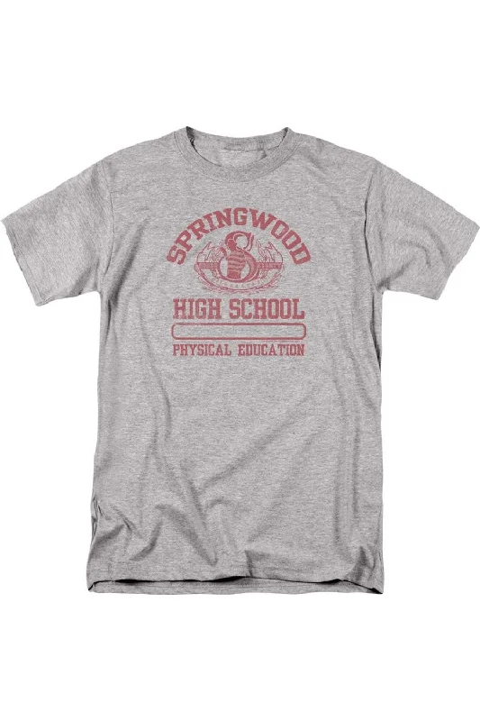 Men's Shirts with Asymmetrical HemlinesNightmare On Elm Street Springwood High Short Sleeve Adult Tee / T-Shirt Men's Shirts with Asymmetrical HemlinesNightmare On Elm Street Springwood High Short Sleeve Adult Tee / T-Shirt