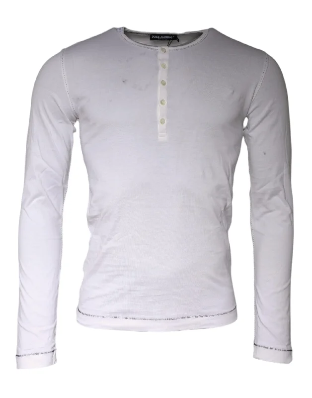 Men's Shirts with Adjustable CuffsDolce & Gabbana  Cotton Buttoned Long Sleeves Men's T-shirt (Pre-Owned)