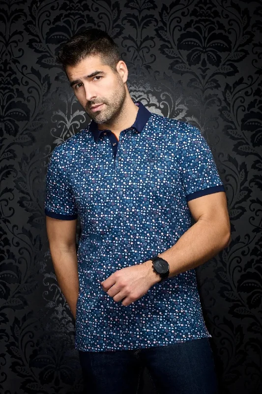 Men's Shirts with Graphic PrintsAU NOIR | Polo | Adonis Navy/Orange