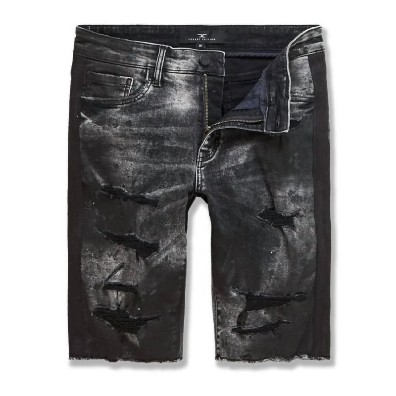 Men's Pants with Stain-Resistant TreatmentMen's Sparta Striped Denim Short In Triple Black Men's Pants with Stain-Resistant TreatmentMen's Sparta Striped Denim Short In Triple Black