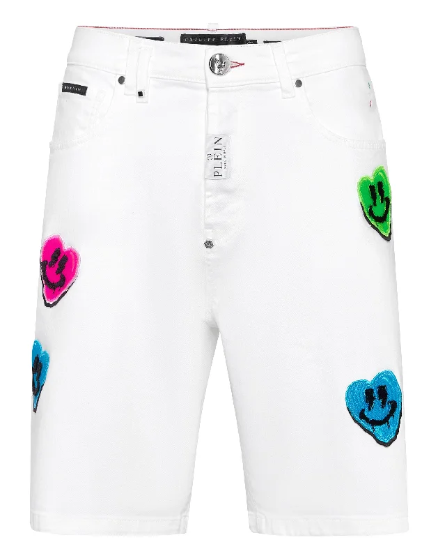 Men's Patterned Pants with StripesDenim Shorts Formentera Fit Smile Graffiti