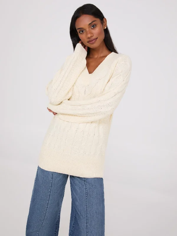 Cable Knit V-Neck Sweater