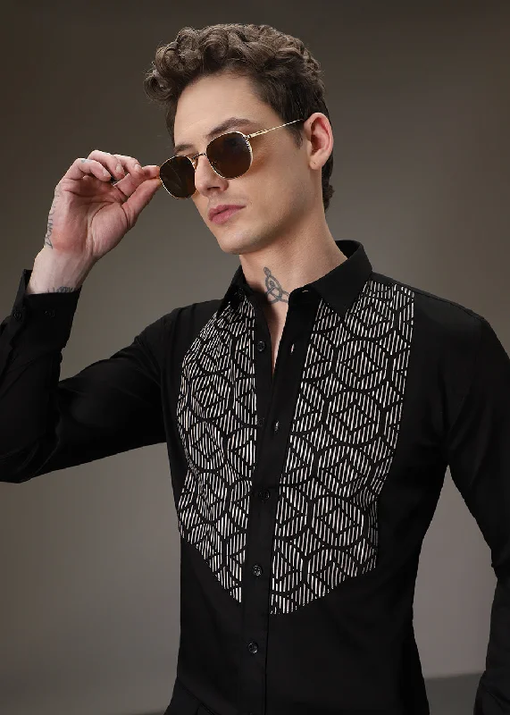 Men's Bold-Color Shirts for a Statement PieceBlack Cocktail Designer Shirt