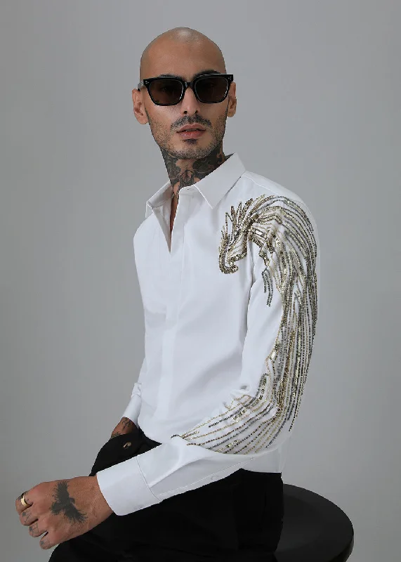 Men's Rugby Shirts for a Sporty LookGold Eagle White Designer Shirt