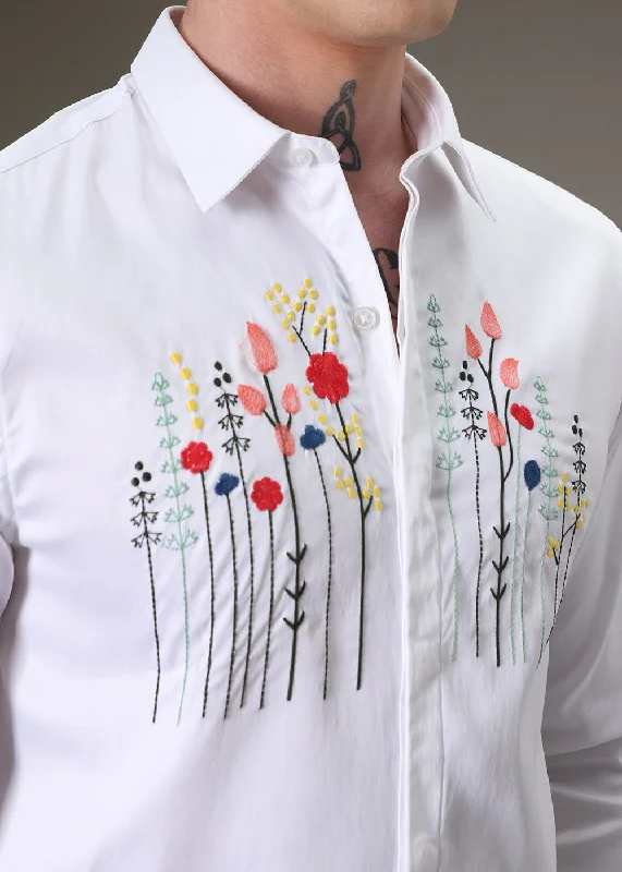 Men's Graphic Print T-Shirts for a Statement LookFloral Artistry White Shirt