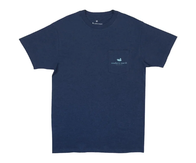 Men's Shirts with Roll-Up SleevesUnisex Liberty Eagle Short Sleeve Tee In Washed Navy