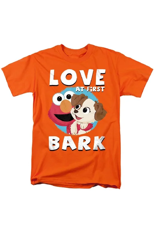 Men's Shirts with Striped PatternsSesame Street Furry Friends Forever Love At First Bark Short Sleeve Adult Tee / T-Shirt Men's Shirts with Striped PatternsSesame Street Furry Friends Forever Love At First Bark Short Sleeve Adult Tee / T-Shirt