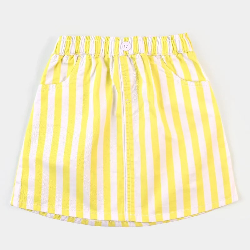 Men's High-Waisted Pants for a Retro StyleGirls Skirt Woven Yellow Stripes - Yellow Str