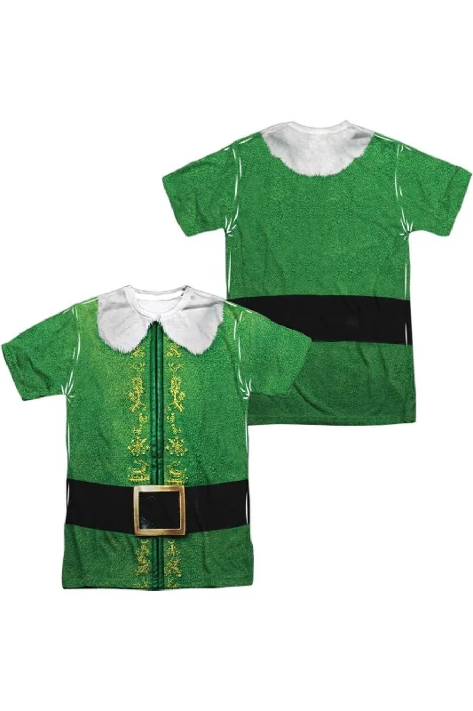 Men's Shirts with Contrast StitchingElf Buddy Costume (Front/Back Print) Short Sleeve Adult Poly Crew Tee / T-Shirt Men's Shirts with Contrast StitchingElf Buddy Costume (Front/Back Print) Short Sleeve Adult Poly Crew Tee / T-Shirt