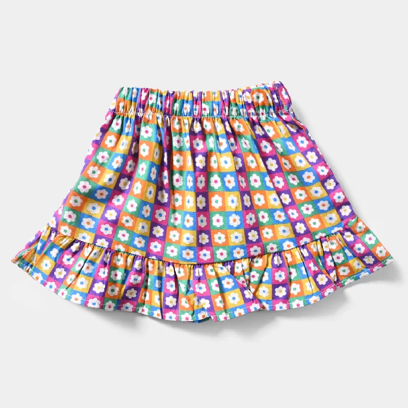 Men's Zippered Pants for SecurityInfant Girls Cotton Poplin Short Skirt Cubes-Multi