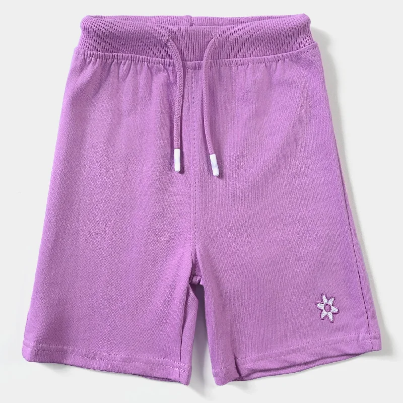 Men's Pants with Side PocketsGirls Cotton Terry Short Flower-ORCHID