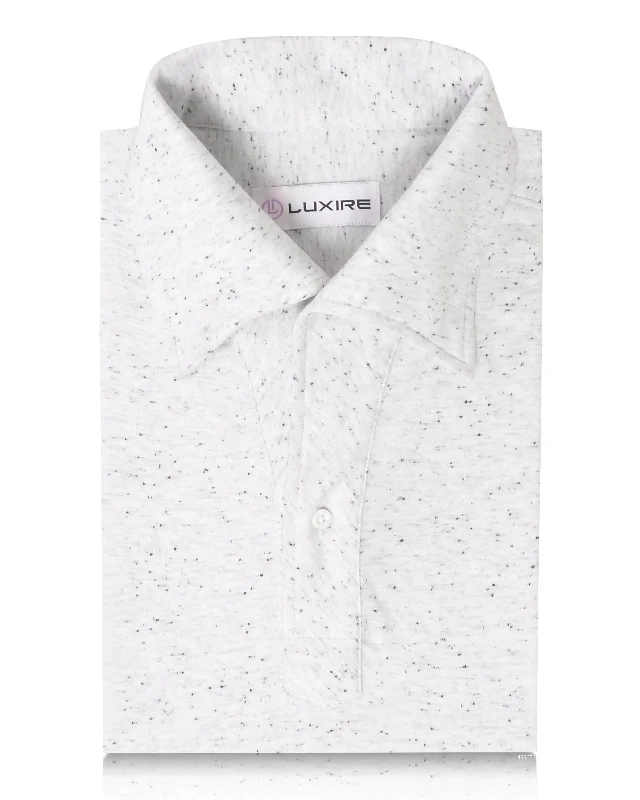 Men's Shirts with Drawstring WaistbandsSpeckled White Grey Polo T-Shirt