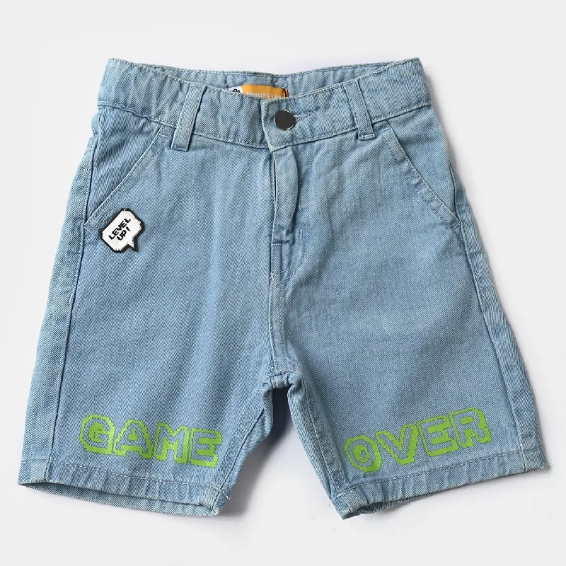 Men's Pants with Patch PocketsBoys Denim rigid Short Game Over-LIGHT BLUE