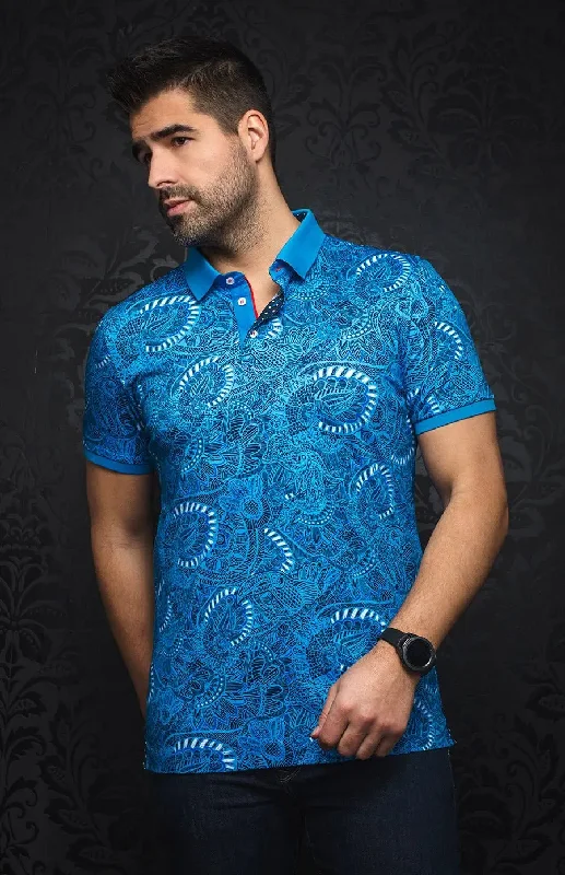Men's Shirts with Asymmetrical HemlinesAU NOIR | Polo | Costilla Cobalt