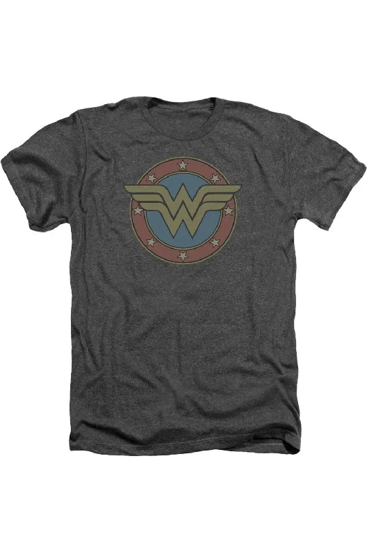 Men's Shirts with Checkered PatternsDC Comics Wonder Woman Vintage Emblem Adult Heather Tee / T-Shirt Men's Shirts with Checkered PatternsDC Comics Wonder Woman Vintage Emblem Adult Heather Tee / T-Shirt