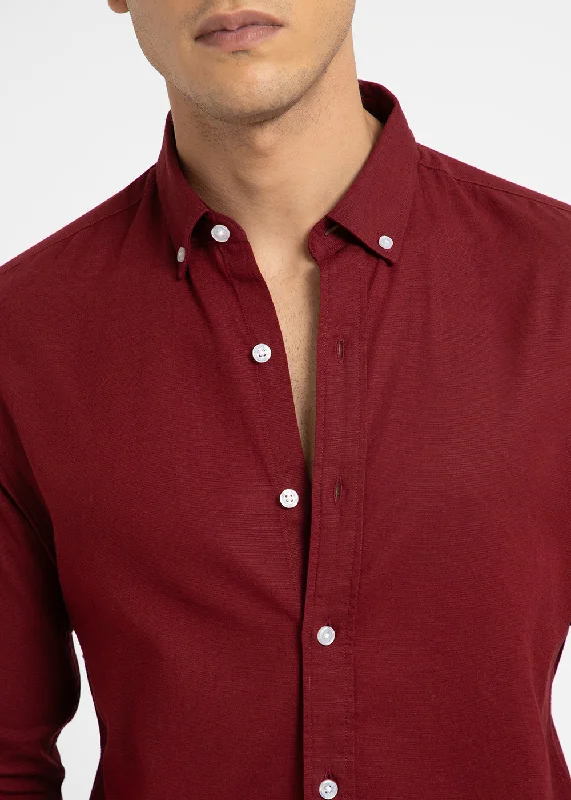 Men's Custom Dress Shirts for a Personalized FitBistre Maroon Cotton Linen Shirt