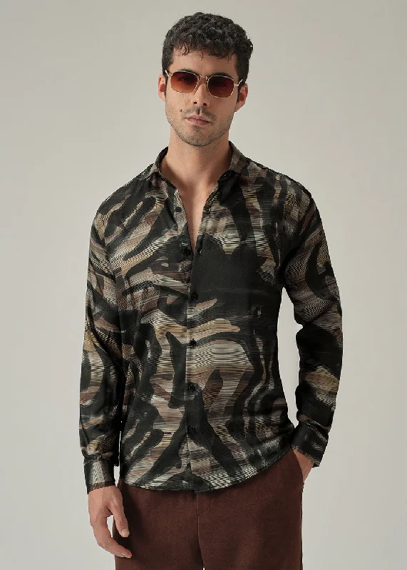 Men's Rugby Shirts for a Sporty LookTextured Stripe Print Shirt