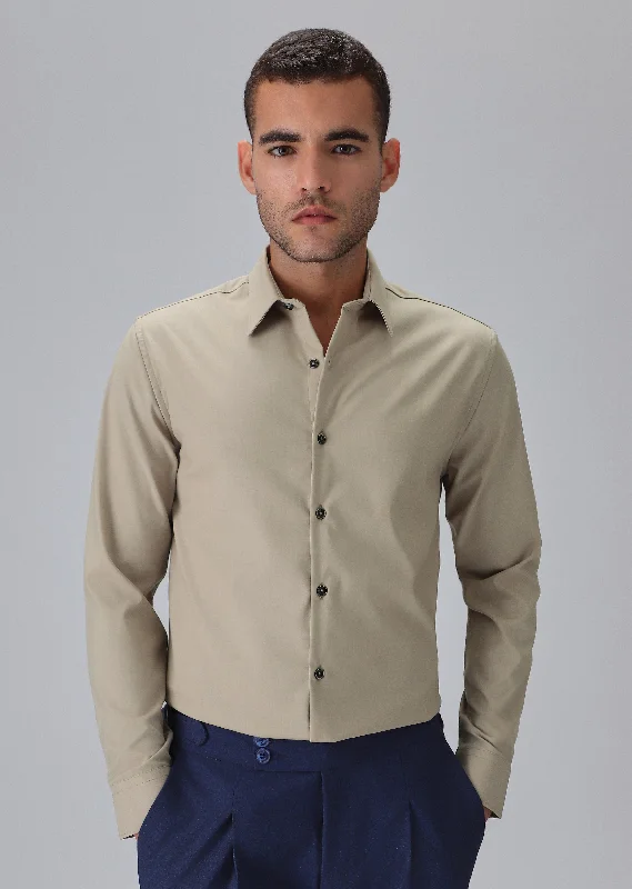 Durable Men's Work ShirtsMelange Tan Wrinkle Free Shirt