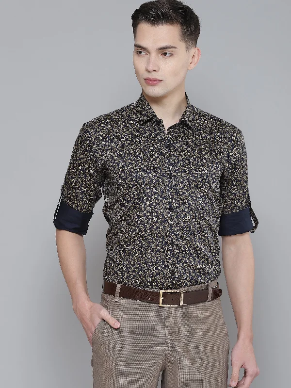 Men's Scoop Neck T-Shirts for a Relaxed FeelDENNISON Men Navy Blue Smart Slim Fit Printed Formal Shirt Men's Scoop Neck T-Shirts for a Relaxed FeelDENNISON Men Navy Blue Smart Slim Fit Printed Formal Shirt