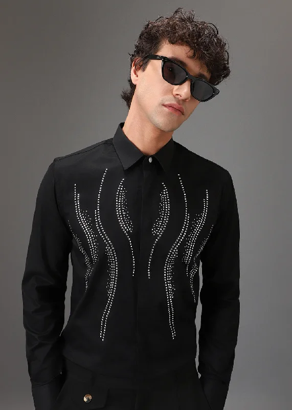 Men's Tab-Collar Shirts for a Crisp LookBlack Luxe Sparkler Designer Shirt