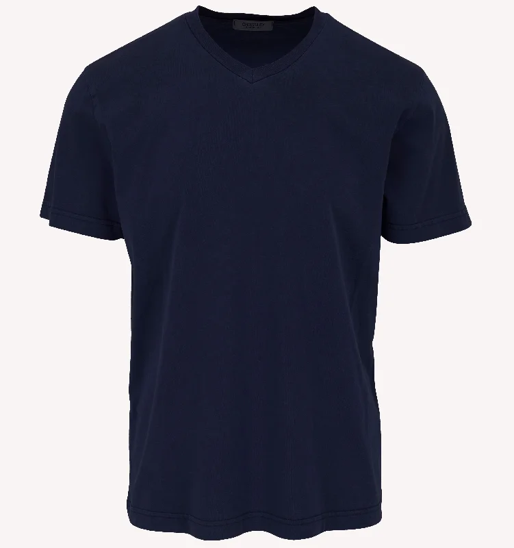 Men's Shirts with Single-Breasted DesignsCrossley V-Neck T-Shirt in Navy Blue