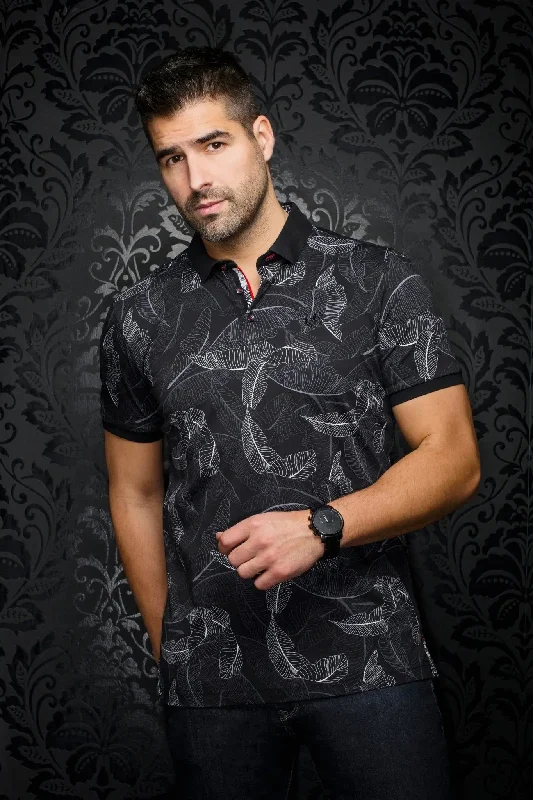Men's Shirts with Convertible CollarsAU NOIR | Polo | Donzi Black