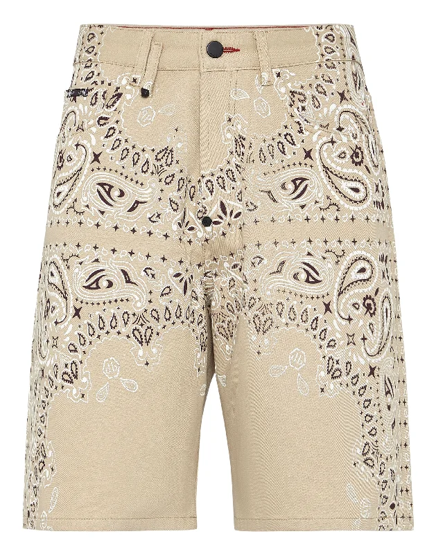 Men's Unique and Designer Bottom Wear for a Statement LookDenim Shorts Paisley Bandana