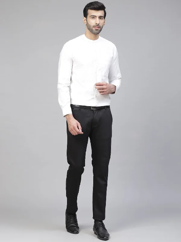 Men's Insulated Shirts for Cold WeatherMen White Smart Slim Fit Solid Formal Shirt
