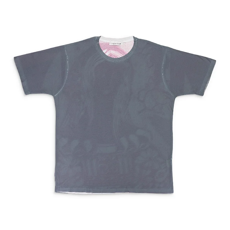 Men's Shirts with Velcro ClosuresPRINT BACK WOMAN GRAY PINK T-SHIRT