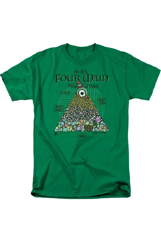 Men's Shirts with Hidden PocketsElf Food Pyramid Short Sleeve Adult Tee / T-Shirt
