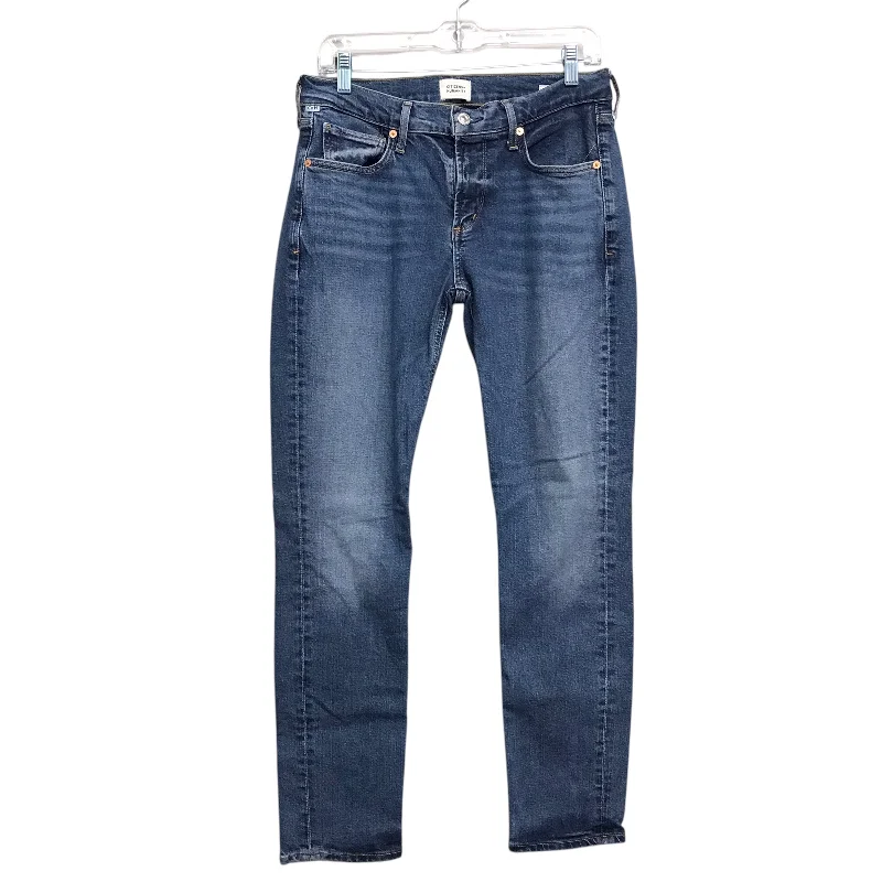 Leather Patch Embellished Men's JeansJeans Straight By Citizens Of Humanity In Blue Denim, Size:4