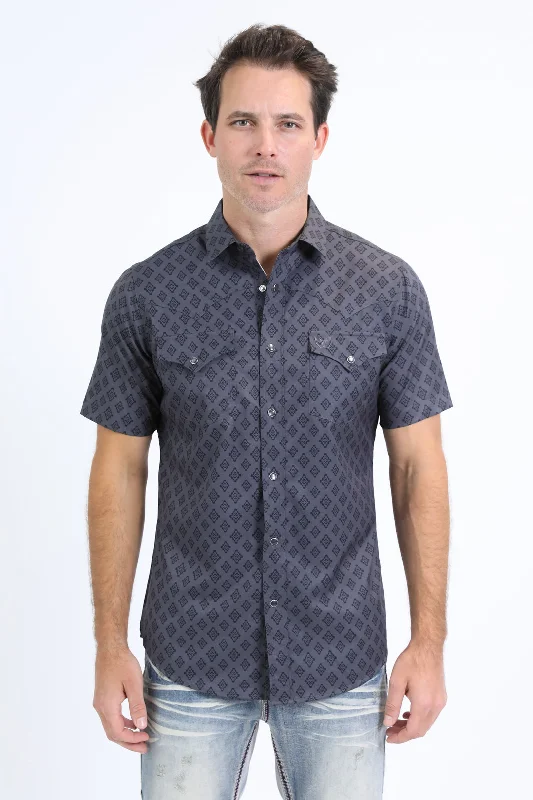 Men's Shirts for HikingMens Performance Western Short Sleeve Aztec Print Charcoal Shirt Men's Shirts for HikingMens Performance Western Short Sleeve Aztec Print Charcoal Shirt