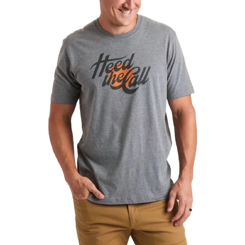 Lightweight Men's Linen ShirtsHeed The Call Flourish Tee In Grey Heather