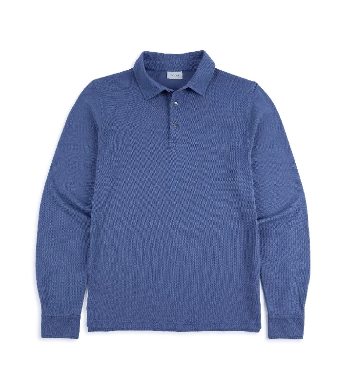 Men's Shirts with UV ProtectionTrunk Moxon Long Sleeve Polo Shirt: Mid Blue