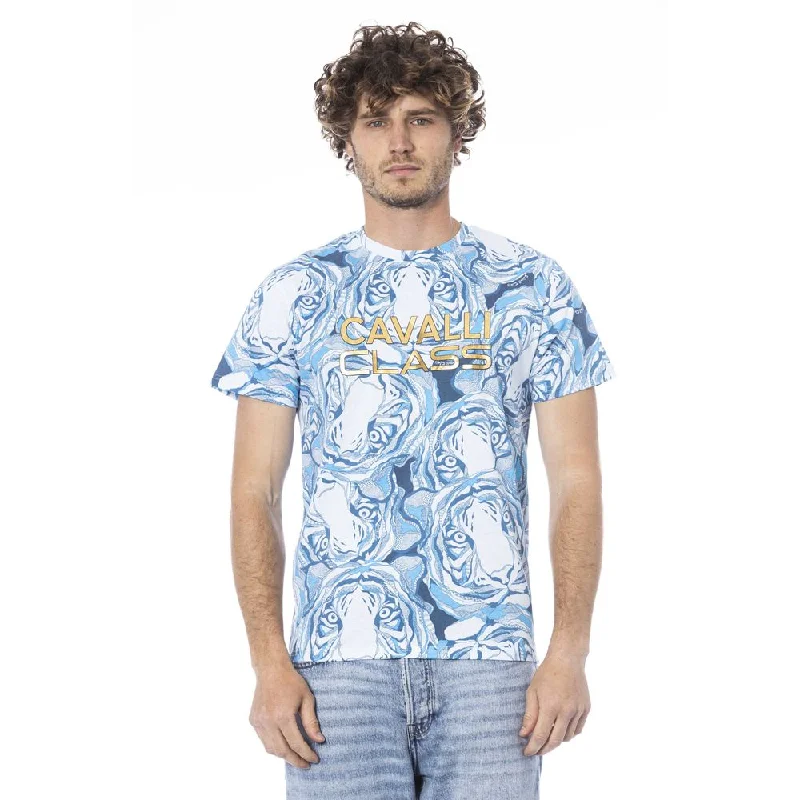 Men's Shirts with Double-Breasted DesignsCavalli Class blue Cotton Men's T-Shirt