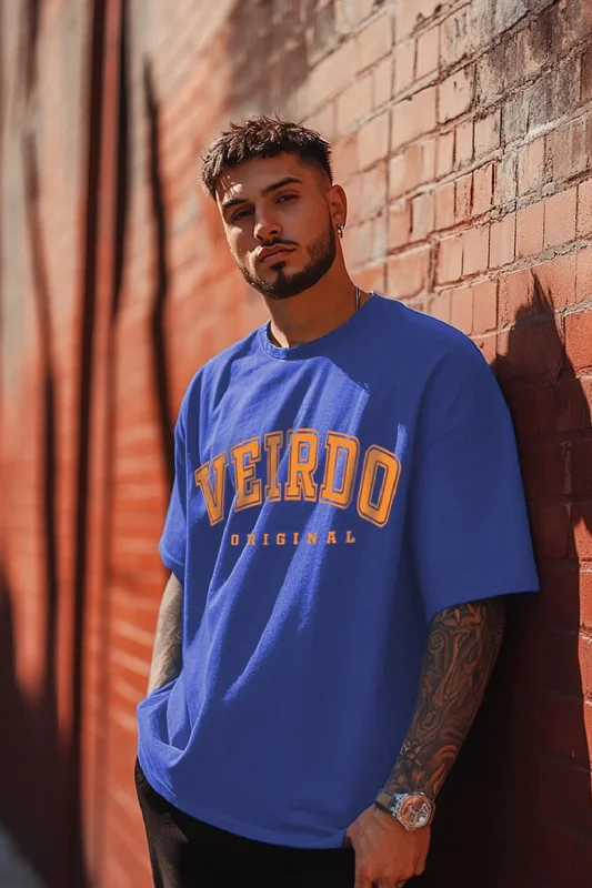 Casual Men's T-ShirtsVeirdo Original Royal Blue Oversized Typography Brand Printed Tshirt Casual Men's T-ShirtsVeirdo Original Royal Blue Oversized Typography Brand Printed Tshirt