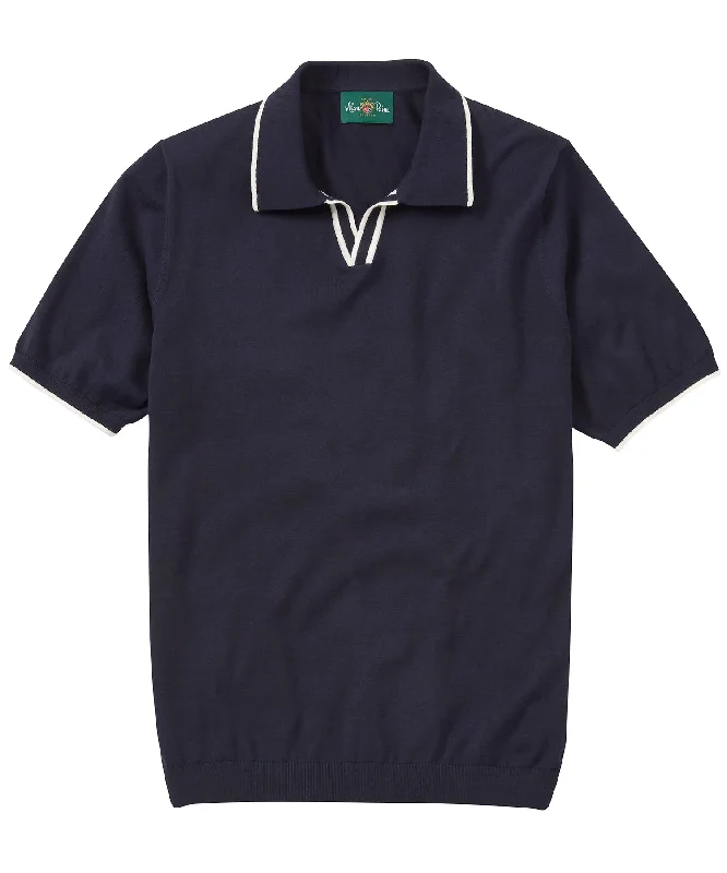 Men's Shirts with Short PlacketsTipped Open Placket Polo Shirt