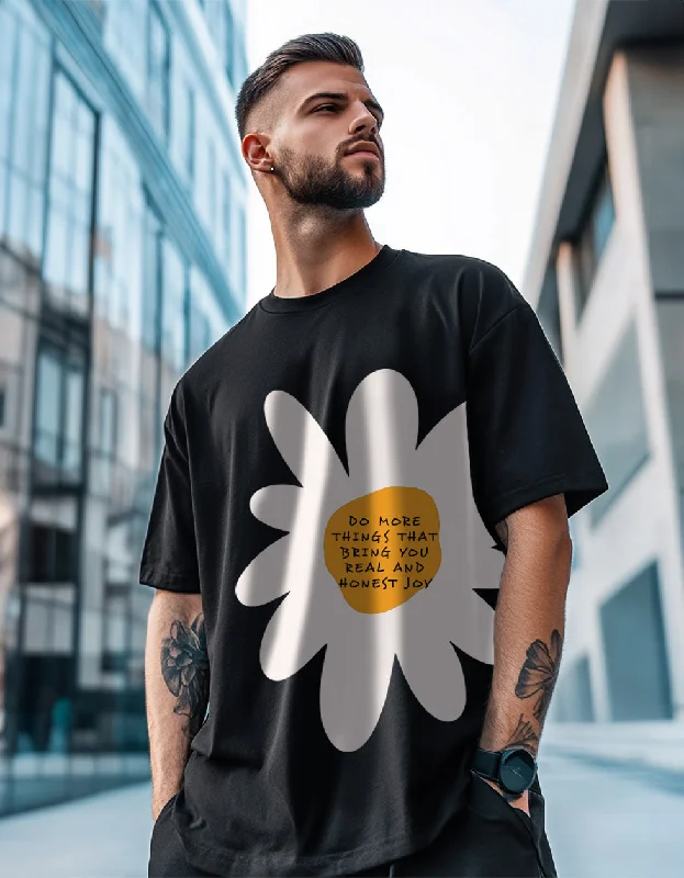 Lightweight Men's Linen ShirtsFlower Black Oversized Placement Graphic Printed Tshirt Lightweight Men's Linen ShirtsFlower Black Oversized Placement Graphic Printed Tshirt