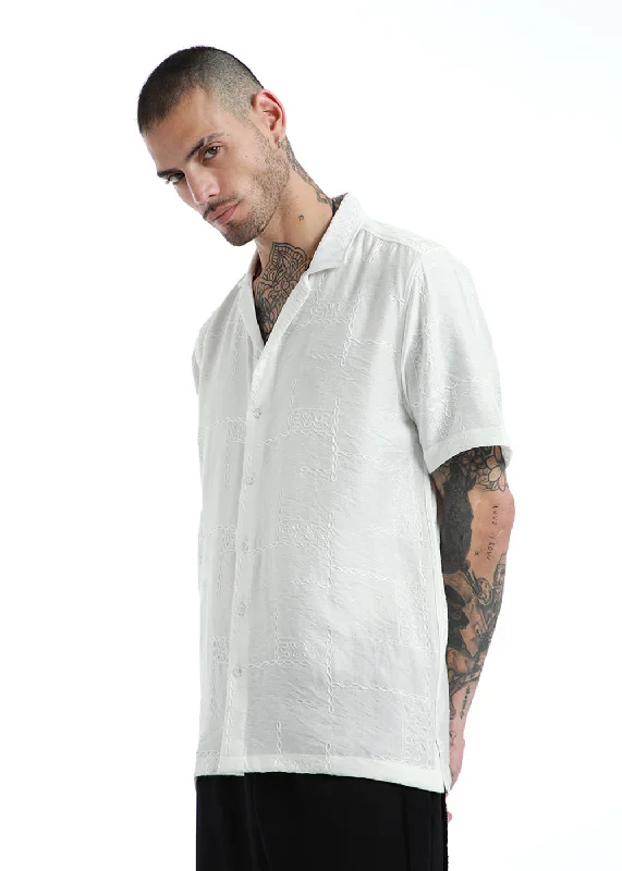 Men's Patterned Dress Shirts for a Unique TwistCloud White Embroidery Shirt