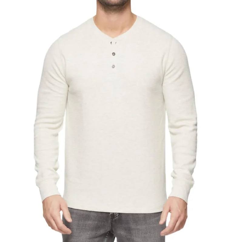 Men's Shirts with Button-Down CollarsChatsworth Waffle Henley Tee In Oatmeal