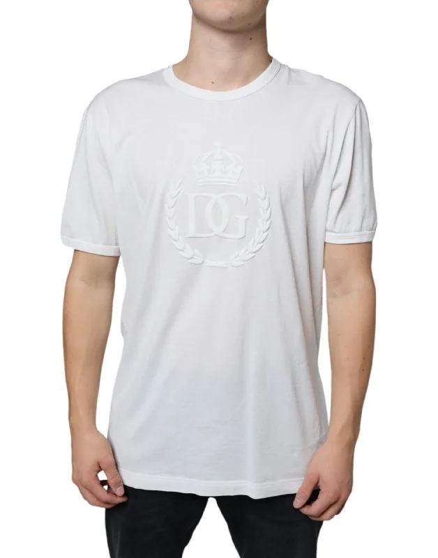 Men's Dressy Shirts for Formal EventsDolce & Gabbana  Logo Embossed Cotton Crewneck Men's T-shirt (Pre-Owned)