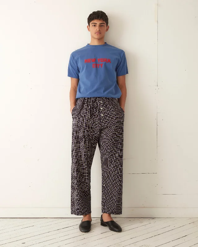 Men's Pants with Contrast WaistbandsMidnight Grid Pajama Pant