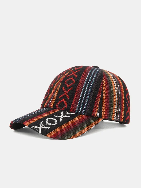 Wide-Brimmed Beach HatsBohemian Geometry Jacquard Pattern Baseball Cap