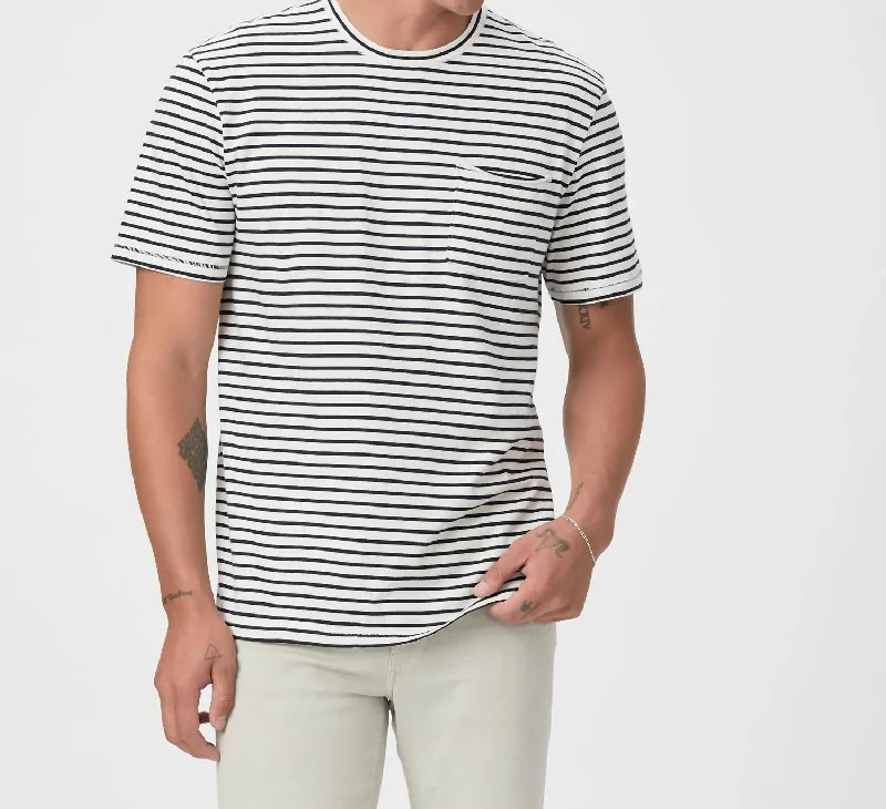 Men's Shirts with Appliqué DetailsRamirez Tee In Marine Stripe Blue